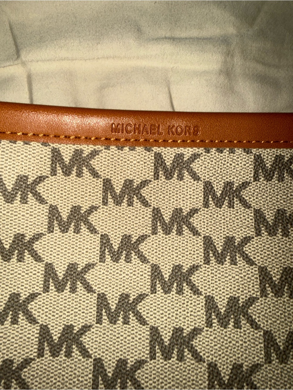 Michael Kors Men’s MK Logo Canvas small shoulder bag in Brown and Cream